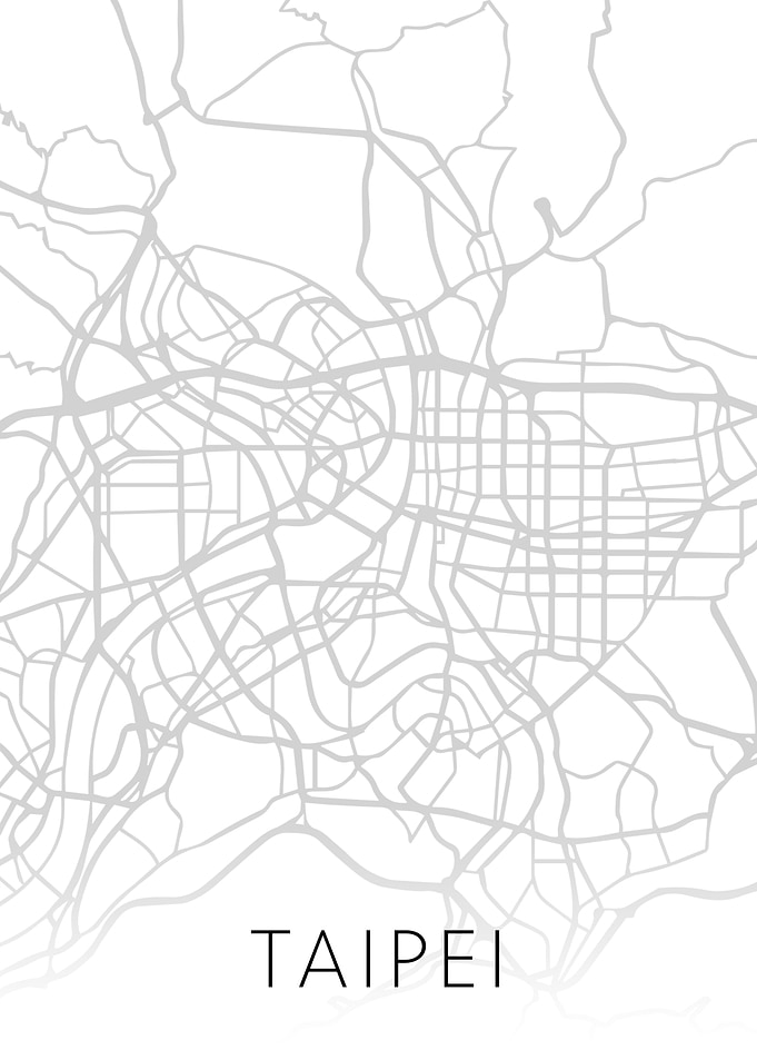 Taipei Taiwan City Map BW