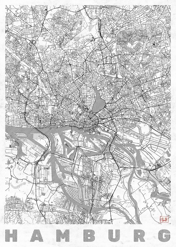 Hamburg Map Line