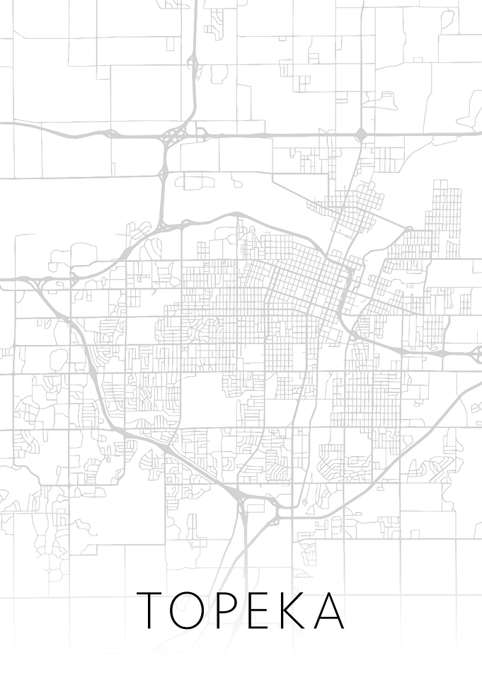 Topeka Kansas City Map BW