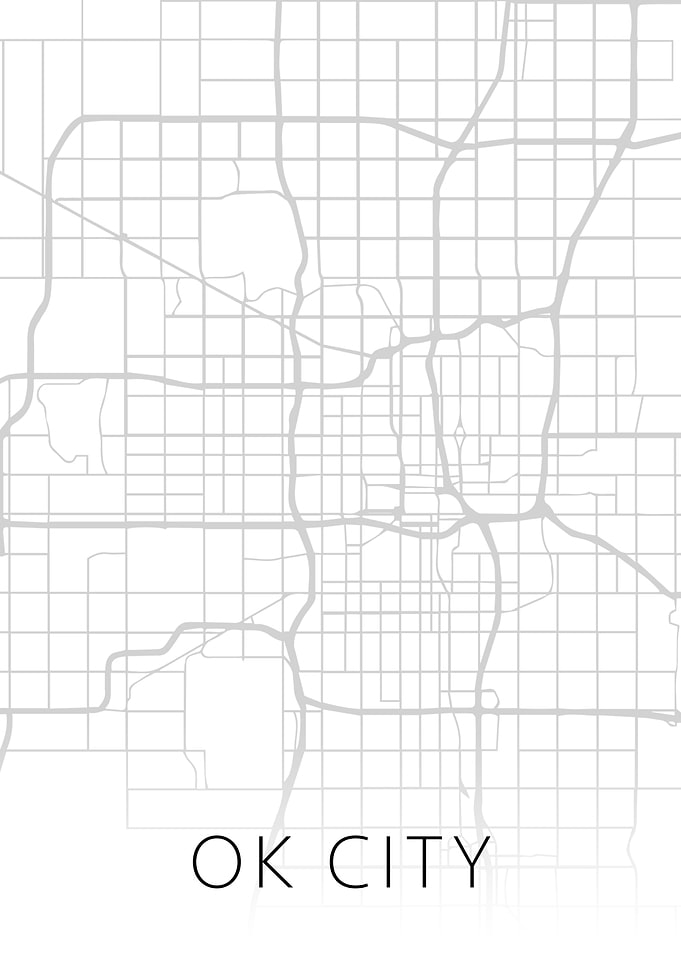 Oklahoma City Map BW Art