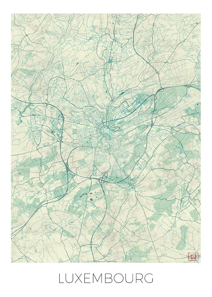 Luxemburg Map Blue