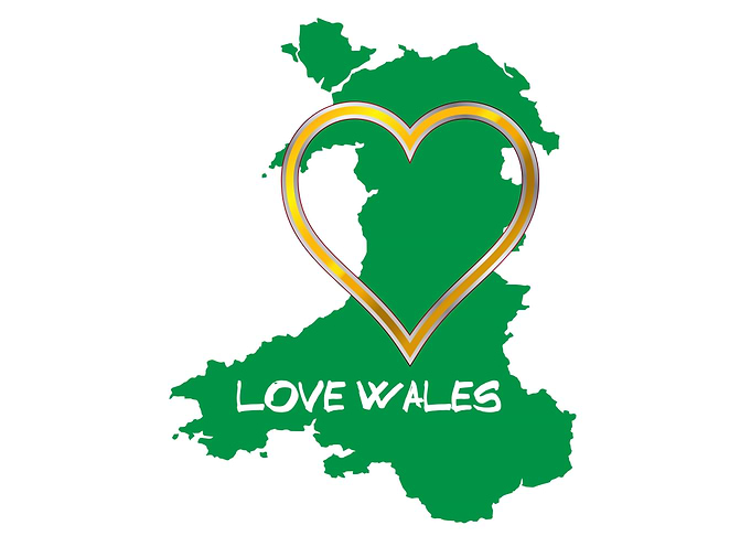 Love Wales Map Silhouette