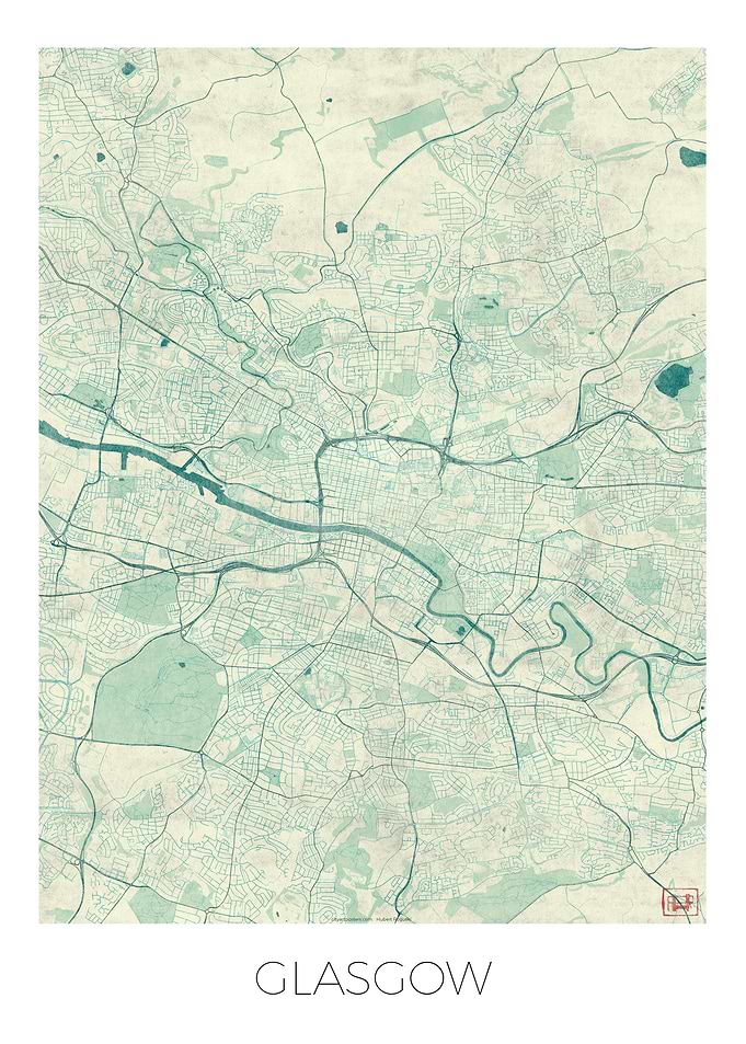 Glasgow Map Blue