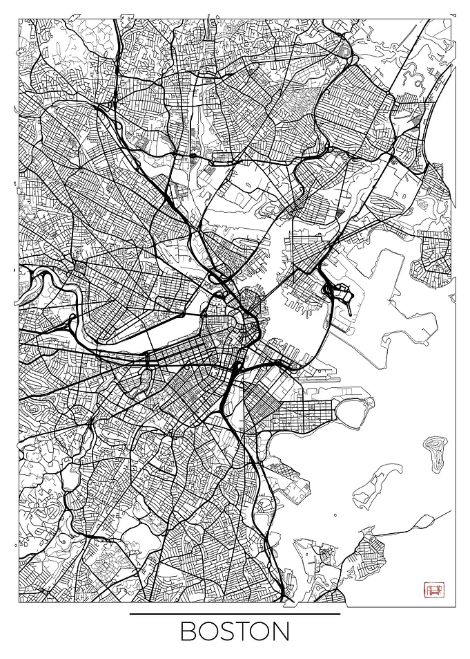 Boston Map White