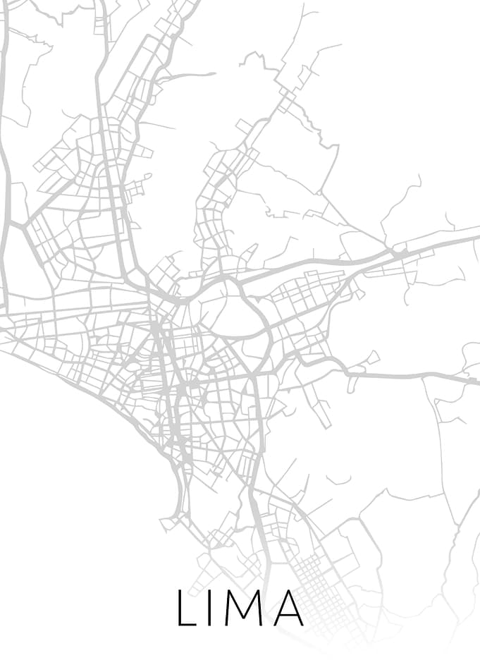 Lima Peru City Map BW