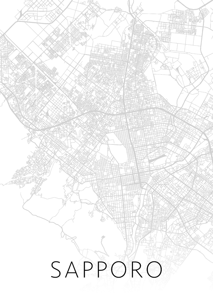 Sapporo Japan City Map BW