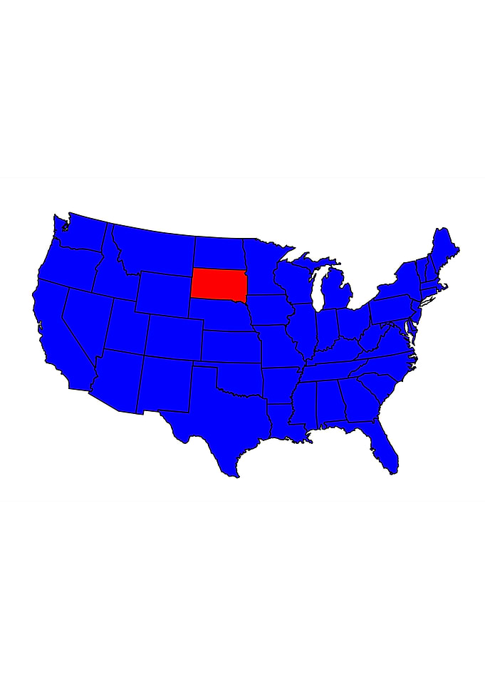 State of South Dakota Map
