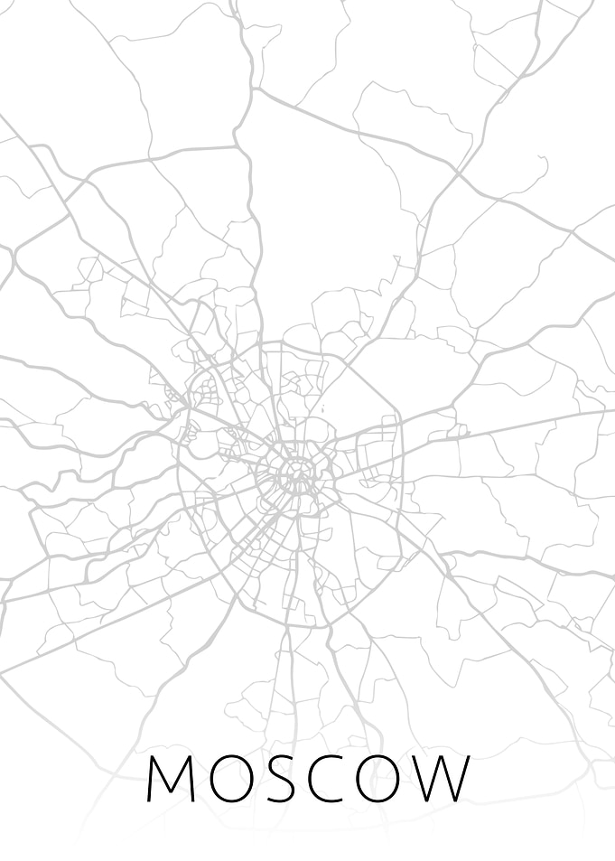 Moscow Russia City Map BW
