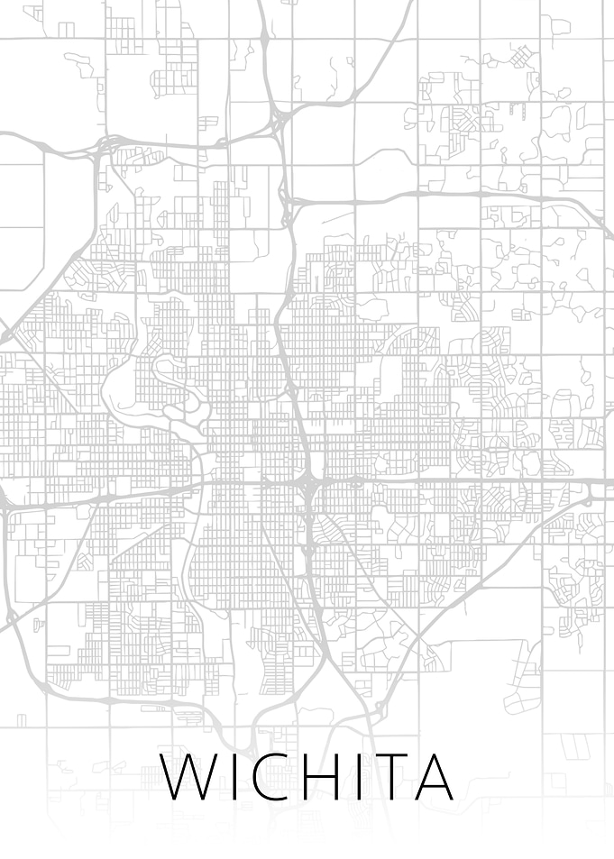 Wichita Kansas City Map BW