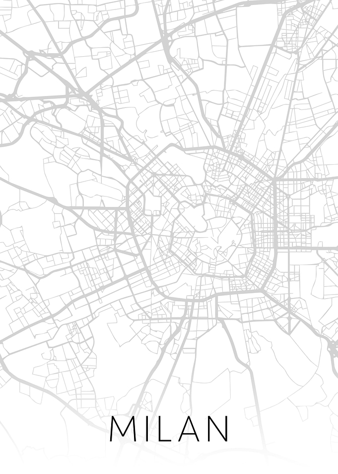 Milan Italy City Map BW