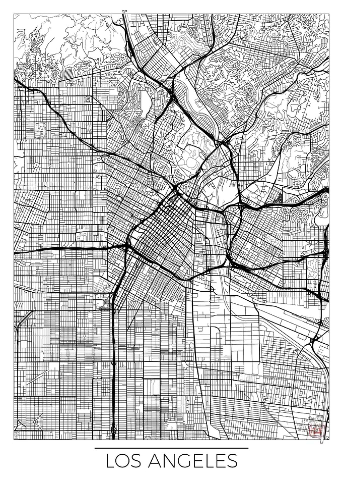 Los Angeles Map White