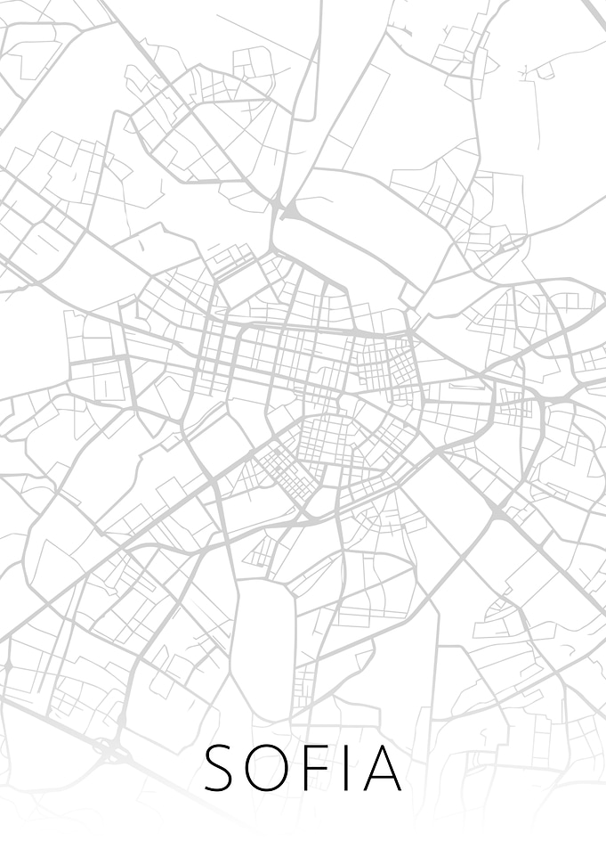 Sofia Bulgaria City Map BW