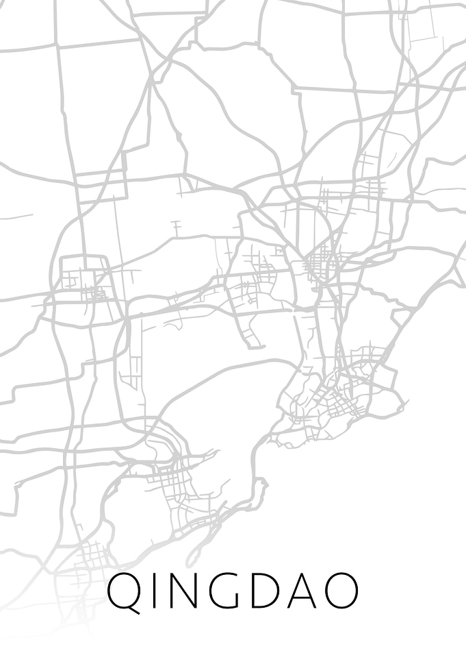 Qingdao China City Map BW