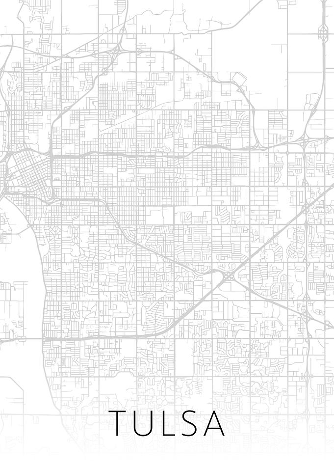 Tulsa Oklahoma City Map BW