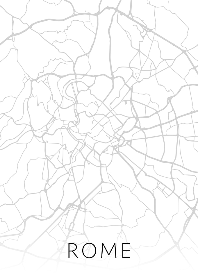 Rome Italy City Map BW Art
