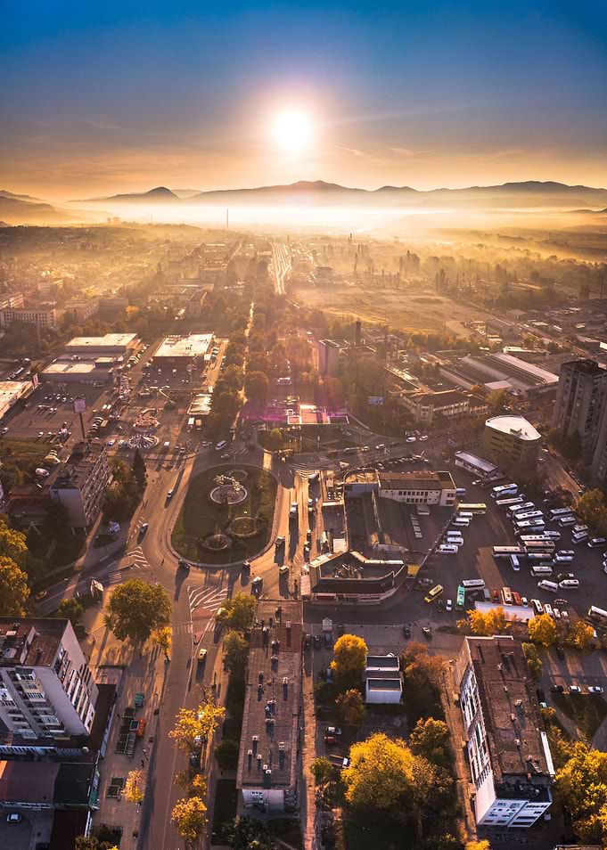 Sunrise over Kardjali city