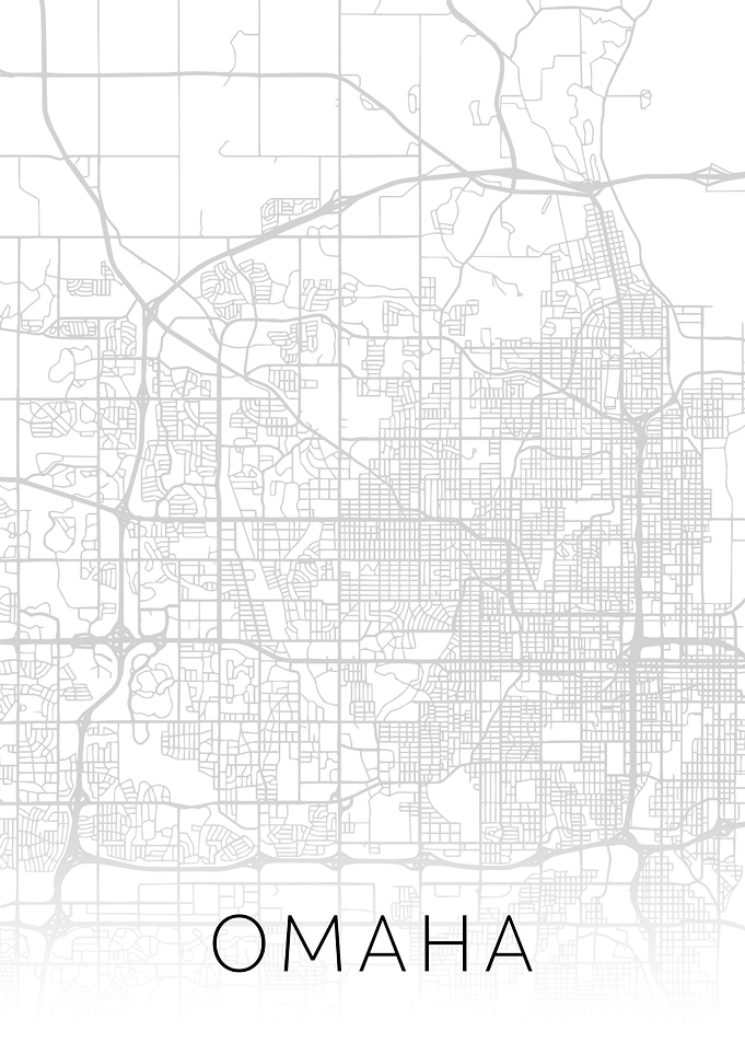 Omaha Nebraska City Map BW