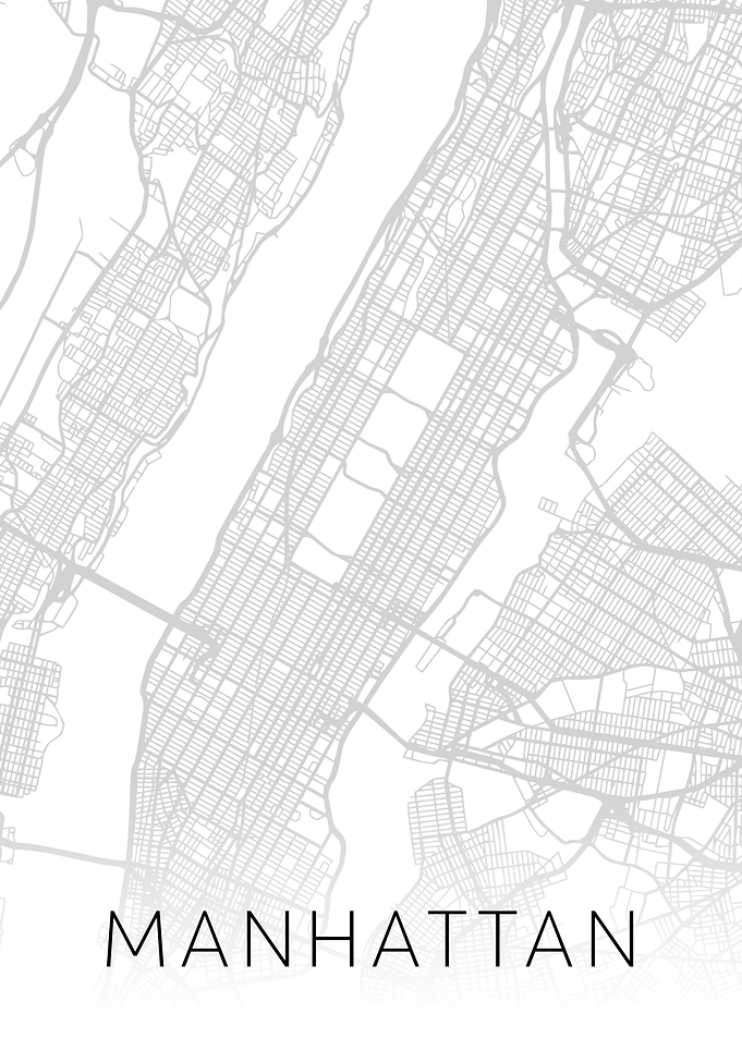 Manhattan City Map BW