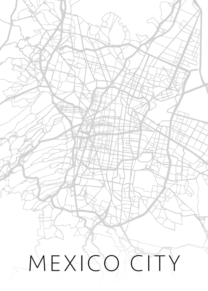 Mexico City Map BW Streets