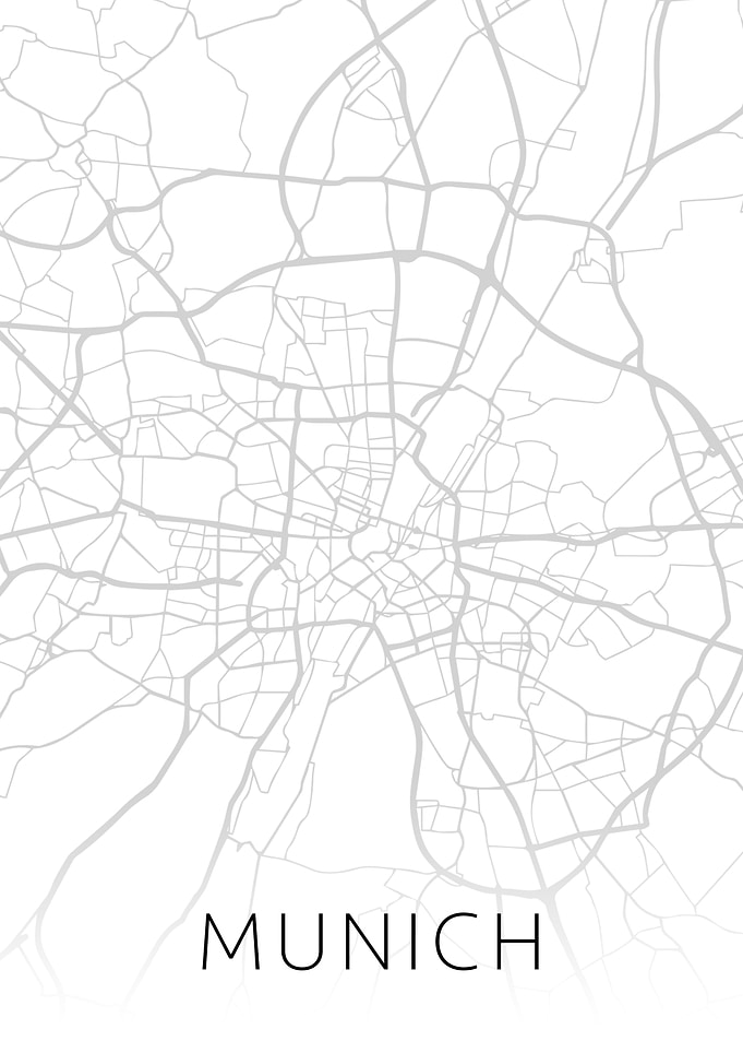 Munich Germany City Map BW