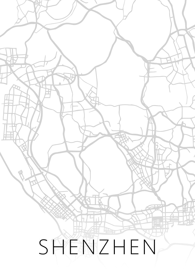 Shenzhen China City Map BW