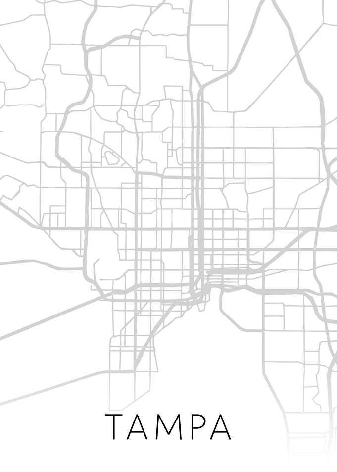 Tampa Florida City Map BW