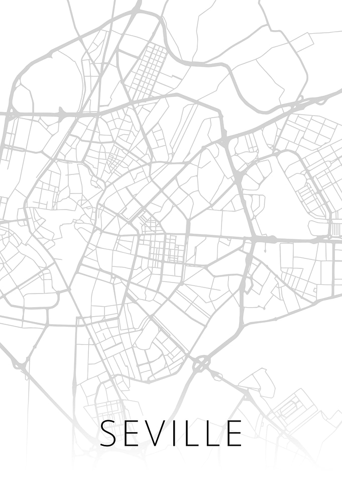 Seville Spain City Map BW