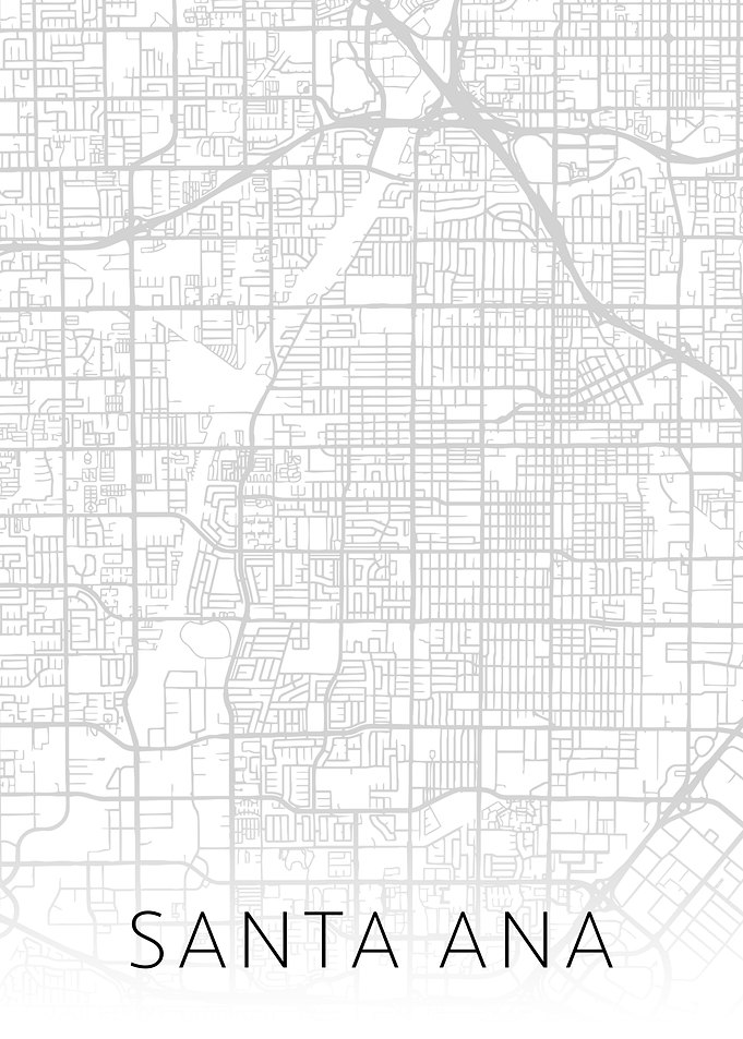 Santa Ana City Map BW Art
