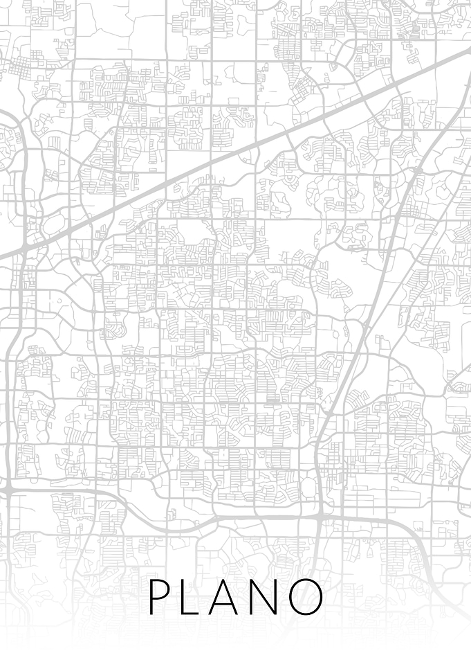 Plano Texas City Map BW