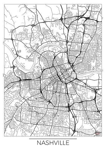Nashville Map White