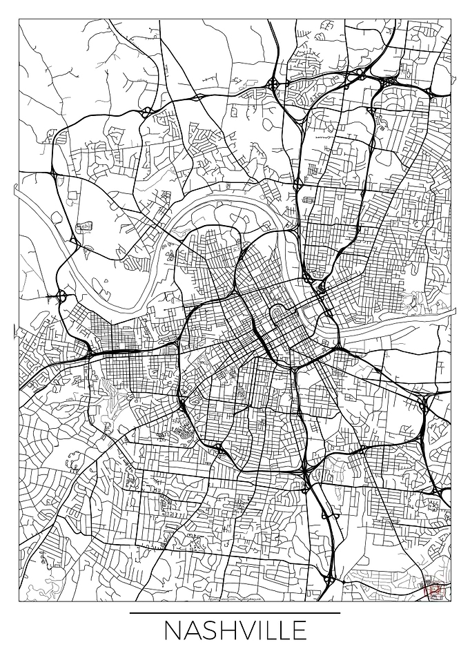 Nashville Map White