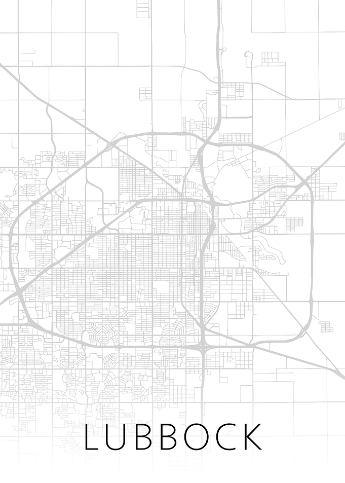 Lubbock Texas City Map BW