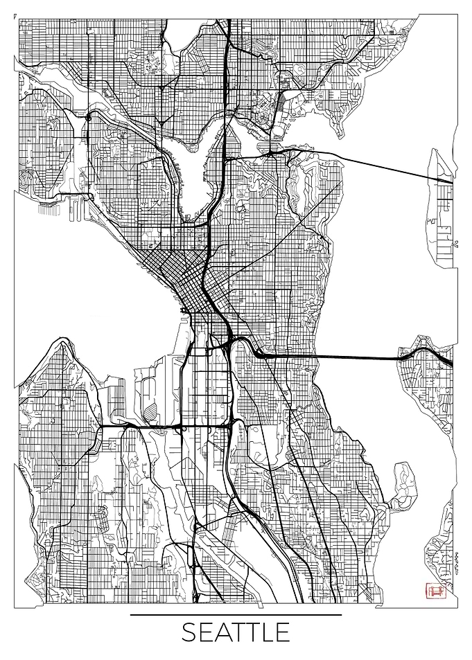 Seattle Map White