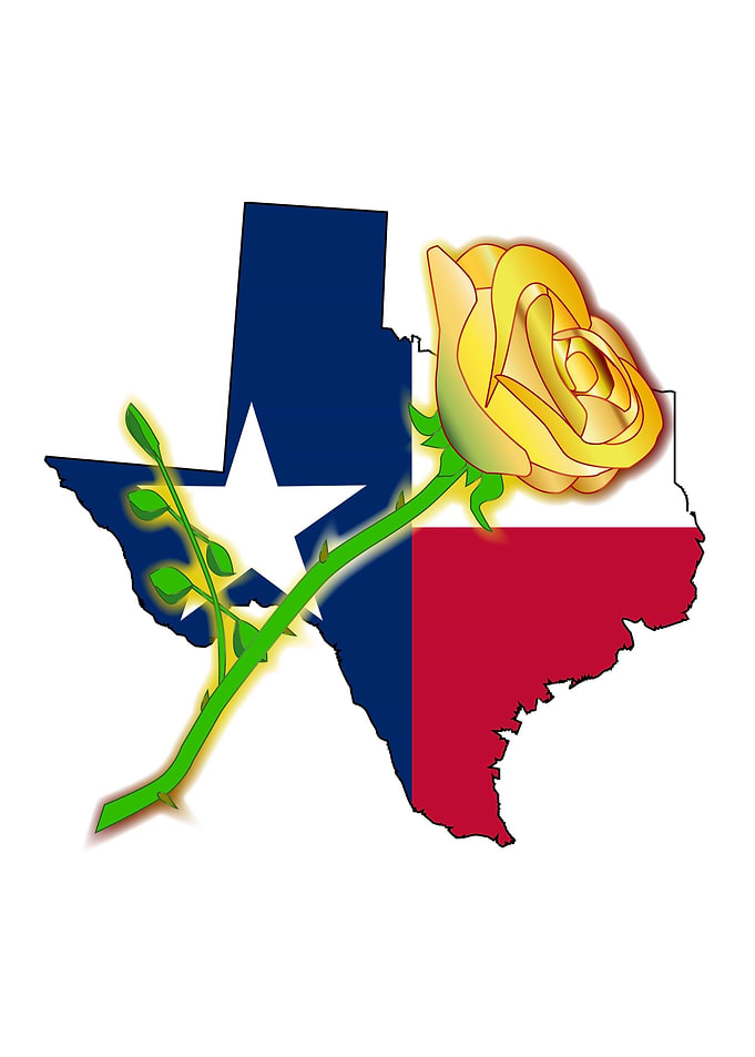Texas Map Flag With Rose