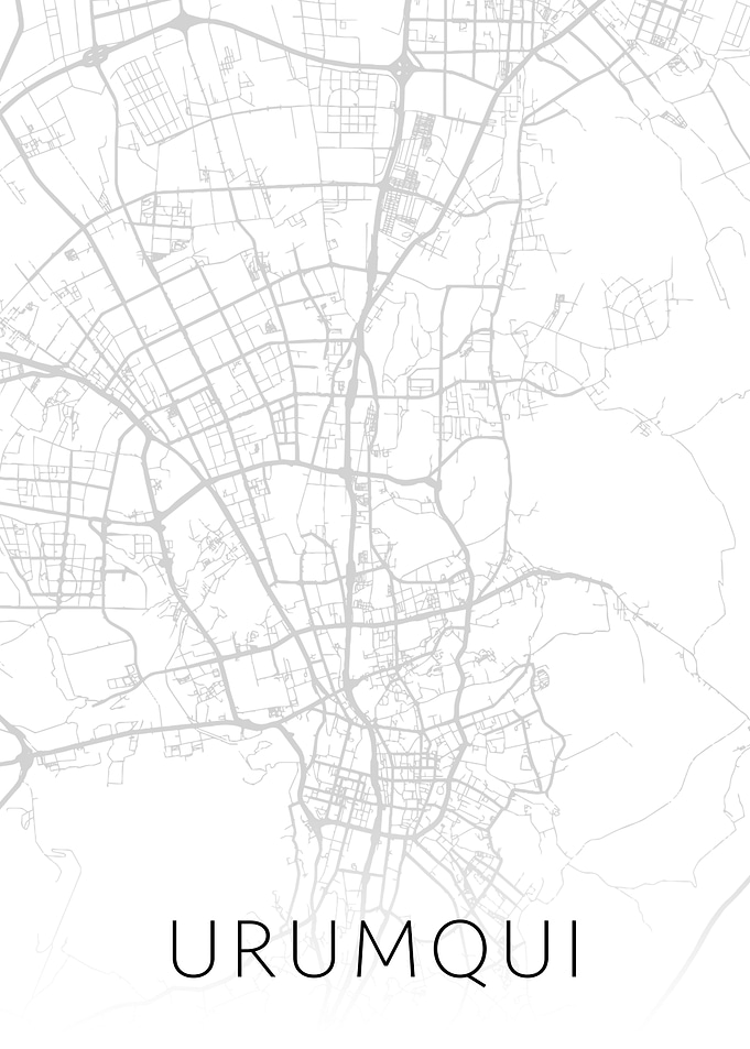 Urumqui China City Map BW