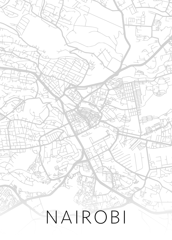 Nairobi Kenya City Map BW