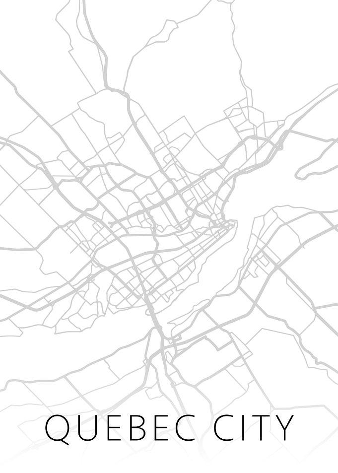 Quebec Canada City Map BW