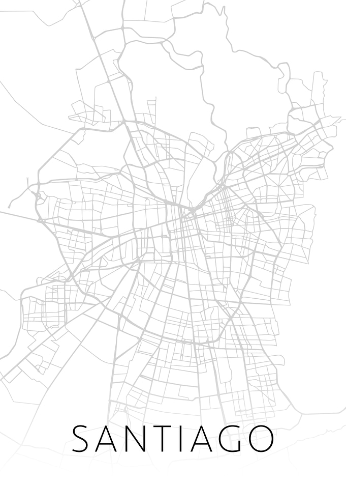 Santiago Chile City Map BW