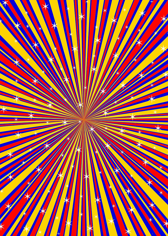 Red Yellow Blue And Rays
