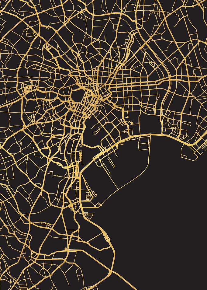 Tokyo Map Japan Gold