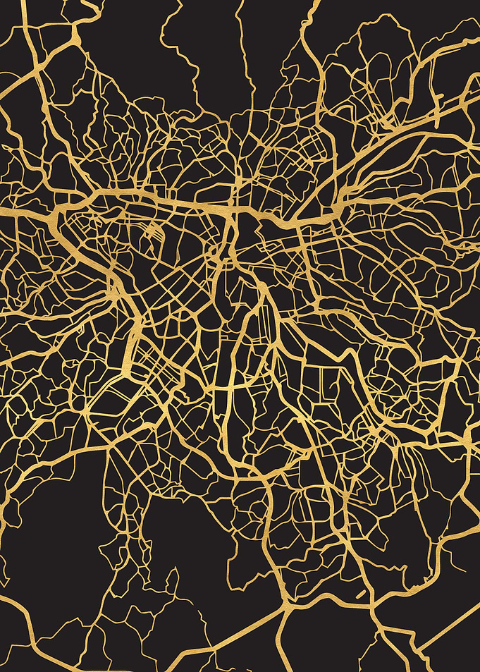 Sao Paulo Map Brazil Gold