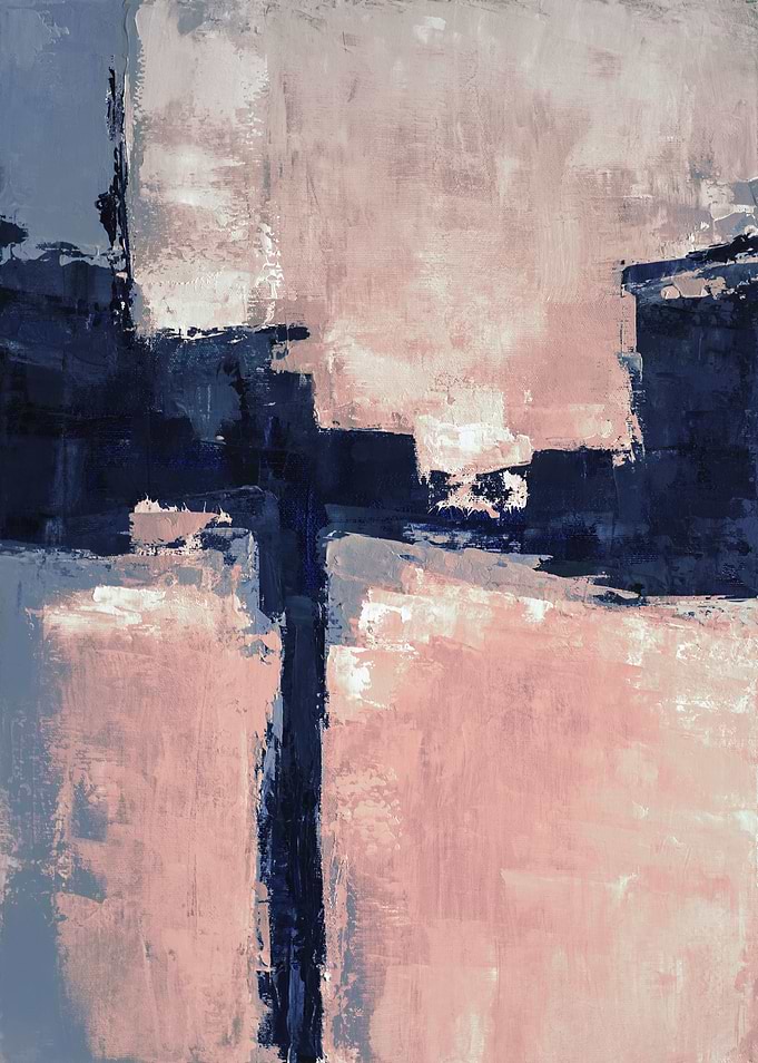 Peach navy abstract