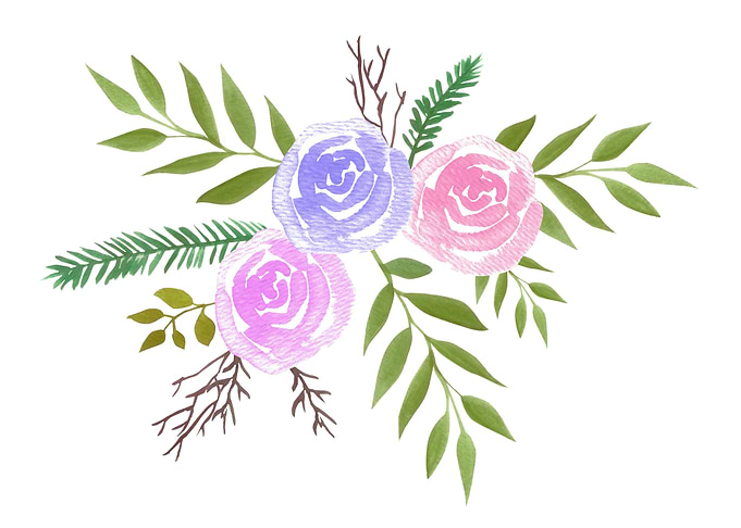 Watercolor roses bouquet