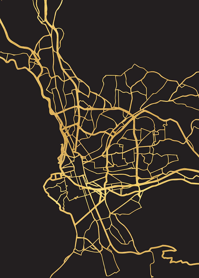 Marseille Map France Gold