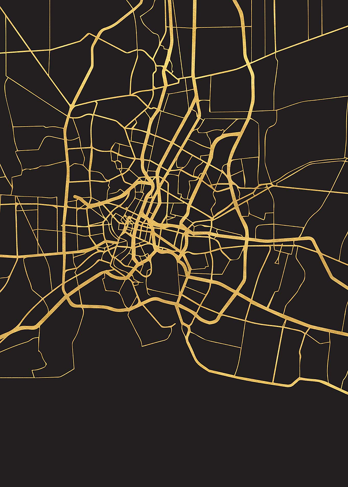 Bangkok Map Thailand Gold