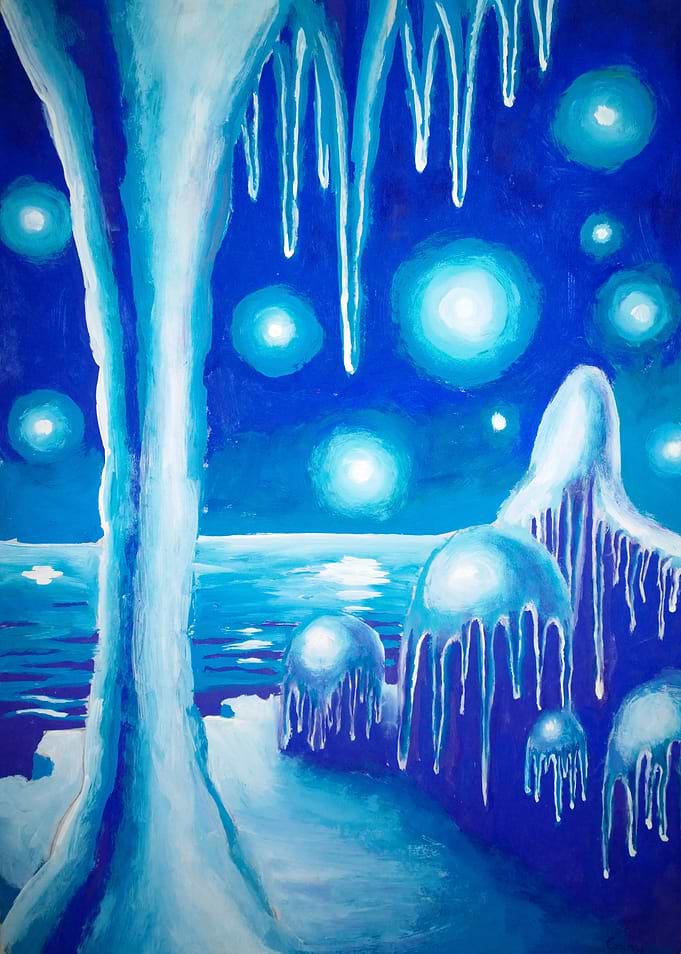 Frozen world and blue star