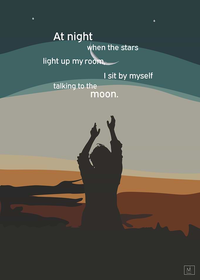 Stars and moon