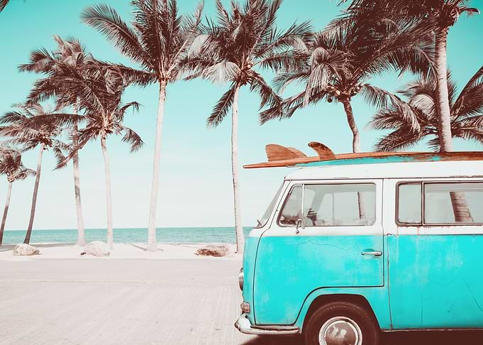Retro Van Aqua Blue Teal