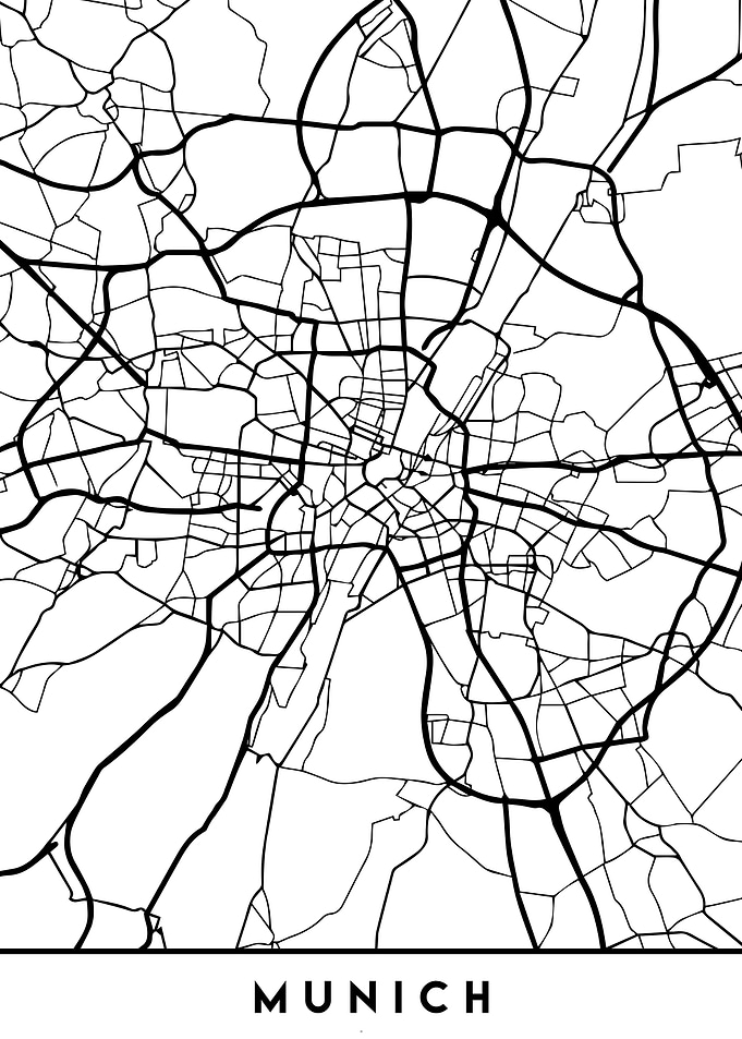 Munich Map Germany Black
