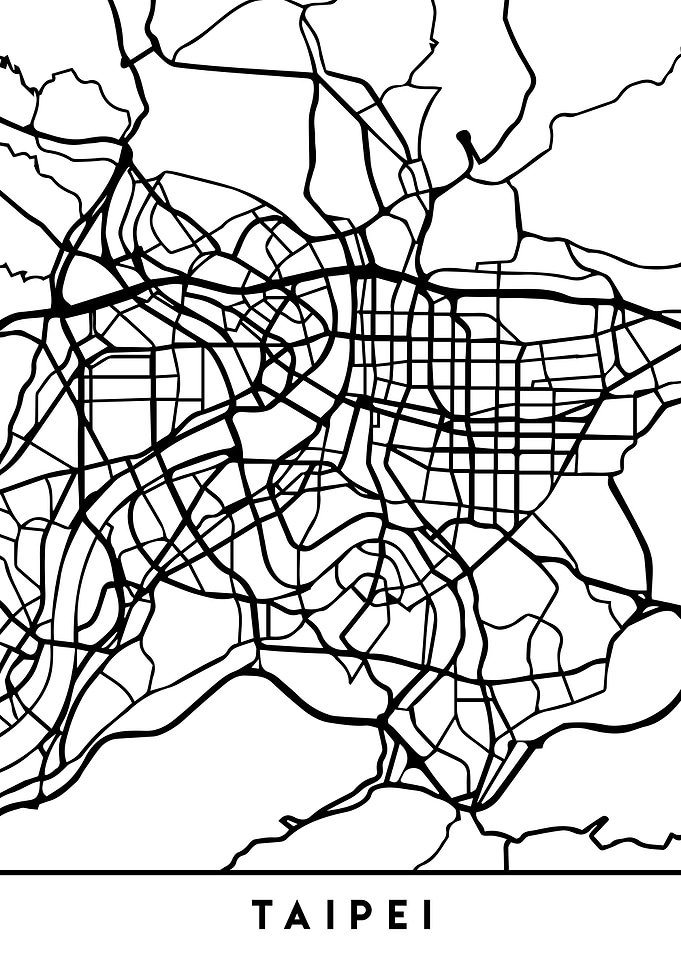 Taipei Map Taiwan Black